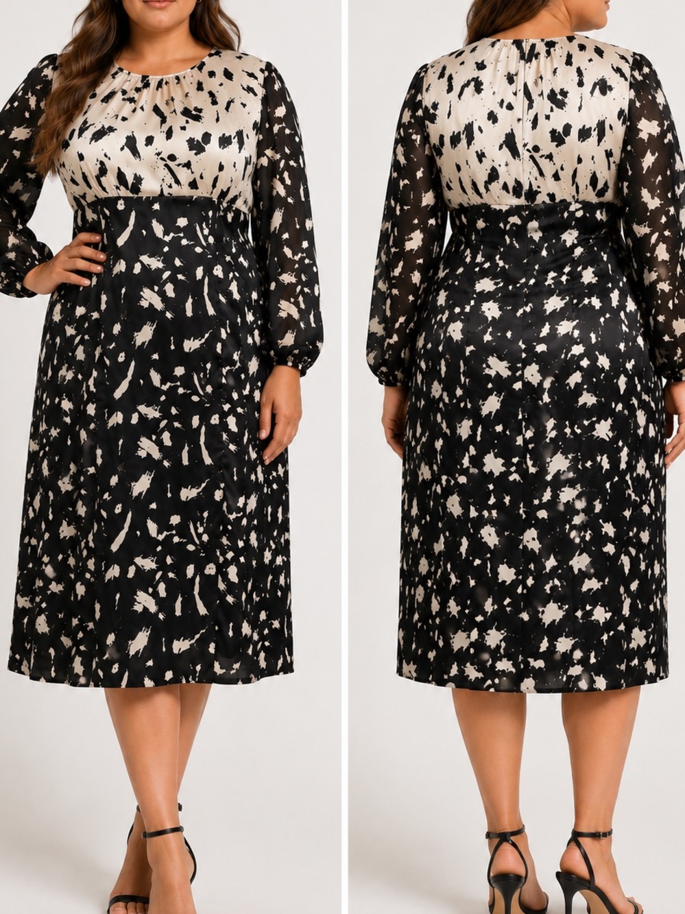 Chi Chi London Adelina Satin Black White Monochrome Wedding Guest Midi Dress